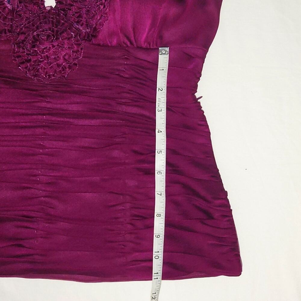 Adrianna Papell Purple Rosette Ruched Halter Top Blouse Size 12 - Picture 9 of 12